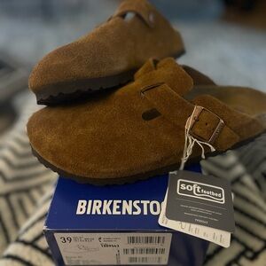 Birkenstock Boston suede leather soft bed NEW sandals (Mink)